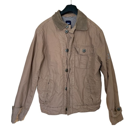 Vintage Gap Barn Coat Field Jacket Cotton Fleece-Lined Mens Khaki Size S - Picture 1 of 7